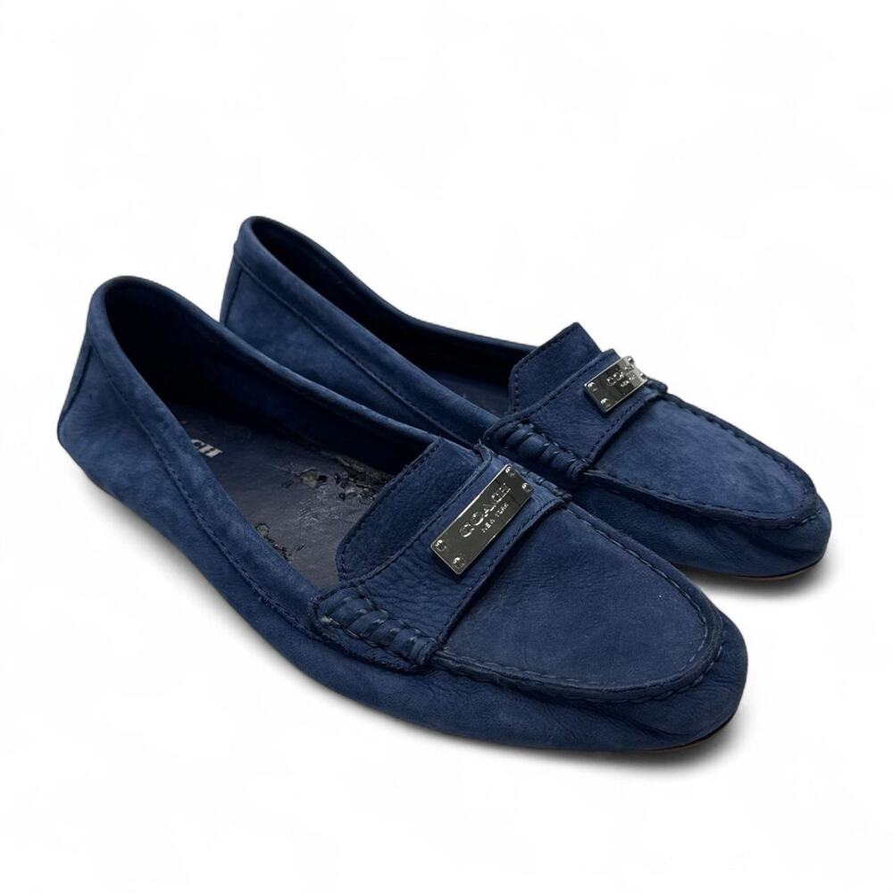Coach Navy Blue Suede Loafers women’s size 8.5 office siren work